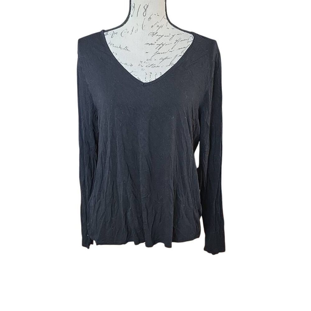 Old Navy Luxe Women's Size Medium Black V-Neck Long Sleeve Shirt